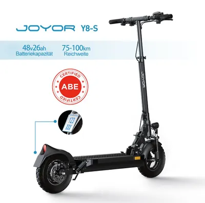 Produktbild von JOYOR Y8-S E-Scooter mit ABE, 48V 26Ah Akku, 10 Zoll Luftreifen, faltbarer Elektroroller, Weiß