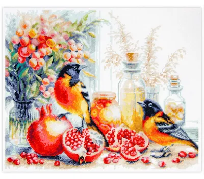 Produktbild von Magic Needle Kreuzstich-Set „Frühstück mit Granatapfel“, 32 x 26 cm