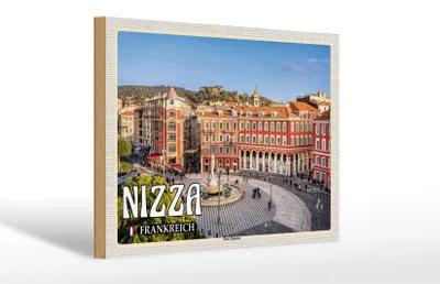 Produktbild von Holzschild Reise 30x20cm Nizza Frankreich Place Masséna Hauptplatz