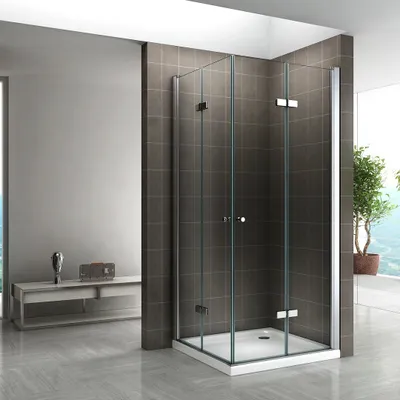 Produktbild von i-flair Duschkabine 75x80 cm, HÖHE: 180 cm, durchsichtige Falttür Eckdusche aus stabilem ESG Sicherheitsglas #99