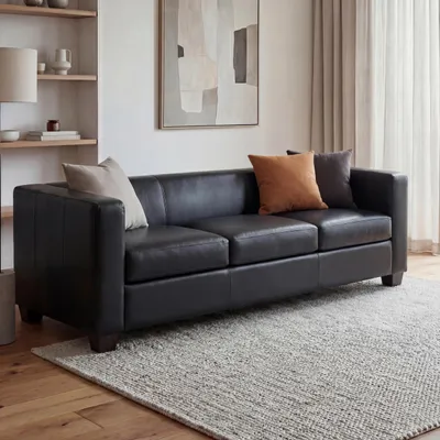 Obrázek produktu pro 3místná pohovka Gauč Loungesofa Lille  kůže, černá