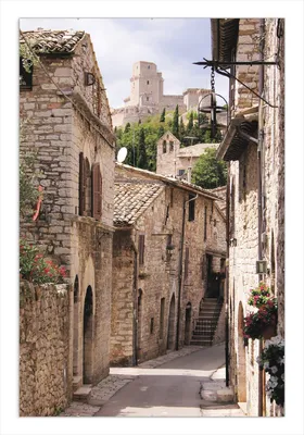 Produktbild von Wallario Wandbild Italienische Gasse, Größe: 61 x 91,5 cm, Poster mit rahmenlosen Bildhalter