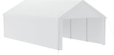 Image de JOIEYOU 4x8m Abris de jardin 32㎡ Tente de jardin pliante protection UV Tente de garage avec parois latérales & ouvertures d'aération étanche Abri de jardin en toile PE & cadre métallique Outdoor Carport (Blanc)