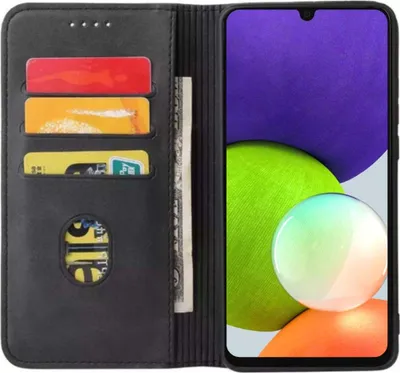Produktbild von Smartphonica Samsung Galaxy A22 4G kunstleren hoesje  met magnetische sluiting en pashouders book case - Zwart