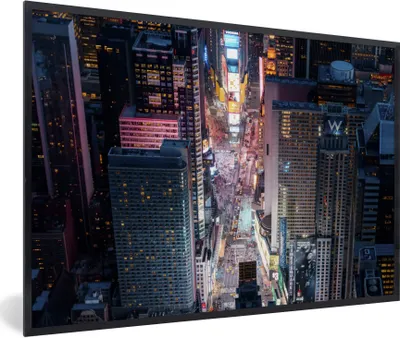 Produktbild von MuchoWow® Gerahmtes Poster New York - Amerika - Times Square 90x60 cm - Poster mit Schwarzem Bilderrahmen Wandposter Rahmen Foto Bilder - Fotorahmen - Foto-Plakat