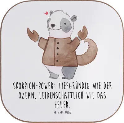 Produktbild von Mr. & Mrs. Panda Untersetzer für Gläser Skorpion Astrologie - Weiß - Geschenk, Tischuntersetzer, Tierkreiszeichen, Tassenuntersetzer, Sternzeichen, Tischschoner, Coaster