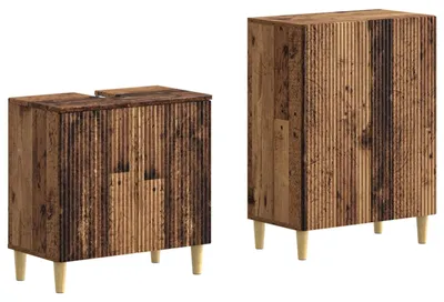 Imagen del producto de vidaXL Juego de 2 armarios de baño ARNHEM, estilo vintage, fabricados con material de madera