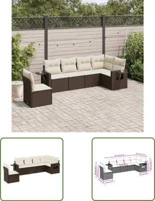 Produktbild von The Living Store 6-tlg. Garten-Sofagarnitur mit Kissen Braun Poly Rattan