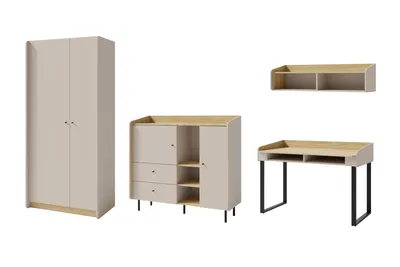 Produktbild von JUGENDZIMMER ALBI B 3-teilig in Sandbeige / Geölte Eiche
