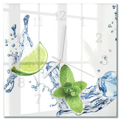 Produktbild von Tulup Glasuhr Wanduhr Küchenuhr Echt-Glas 30x30 cm Modern Dekorativ Geräuschlos Weiße Zeiger - Minze mit Limette