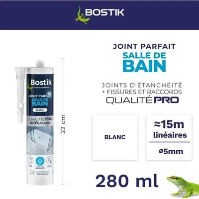 Obrázek produktu pro Silikonový tmel, proti plísním, koupelna a kuchyně, bílý, 280 ml, BOSTIK Joint Parfait