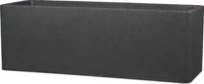 Produktbild von Scheurich Alea Box 80, Pflanzgefäß/Blumentopf/Pflanzkasten, rechteckig, aus Kunststoff Farbe: Schwarz-Granit, 79,5 cm Breite, 29 cm Tiefe, 27 cm hoch, 35,5 l Vol.