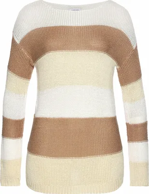 Produktbild von LASCANA Streifenpullover mit überschnittenen Schultern sand-beige-creme Größe 44/46