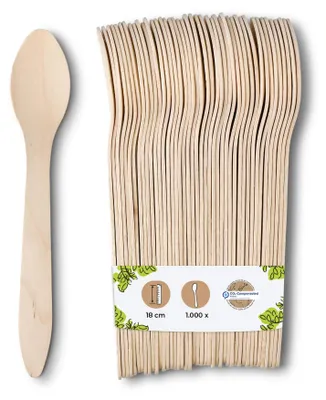 Holzlöffel Wegwerf 18 cm, 1000 Stück, biologisch abbaubar