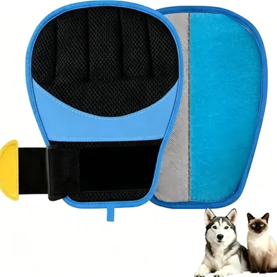 Produktbild von Fellpflege Handschuh Katze & Hund 2er Set, Tierhaarentferner wiederverwendbar, Anti Haar Reinigung für Sofa, Kleidung & Auto