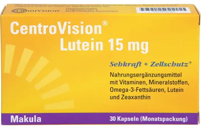 Produktbild von CentroVision Lutein 15 mg Kapseln für Sehkraft und Zellschutz, 30 St. Kapseln