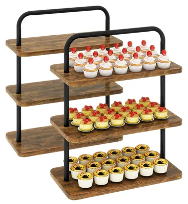 Taartstandaard Set 2er, Holz, 50 Cupcakes, 40x20x47 cm
