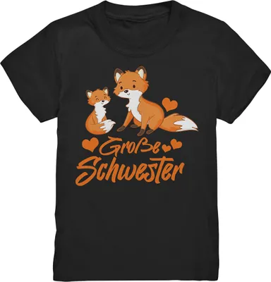 Produktbild von Große Schwester Shirt Fuchs Große Schwester Geschenk – Black / 98/104 (3-4)