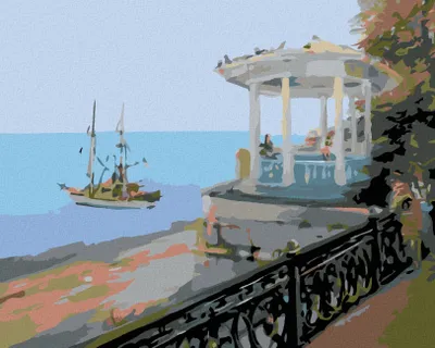 Produktbild von Diamondi - Diamond painting - LAUBE ÜBER DEM MEER, 40X50 cm, mit Keilrahmen (bereits gespannt)