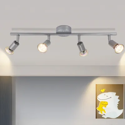 Obrázok produktu pre ZMH LED stropné reflektory otočné GU10 lesklé strieborné stropné svietidlo stropné reflektory 4 plamenné stropné svietidlá priemyselné obývacia izba spálňa kuchyňa žiarovka v cene