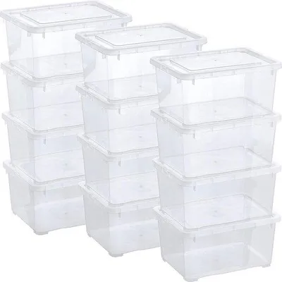 Produktbild von Transparente Aufbewahrungsboxen stapelbar 1,7L 12er Set