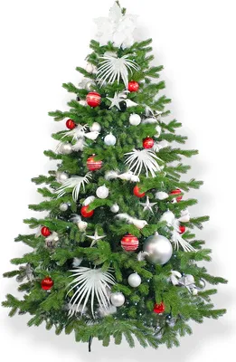 Produktbild von Dekorierter künstlicher Weihnachtsbaum mit 133 Ornamenten POLAR RED II 210 cm mit Ständer und Weihnachtsschmuck