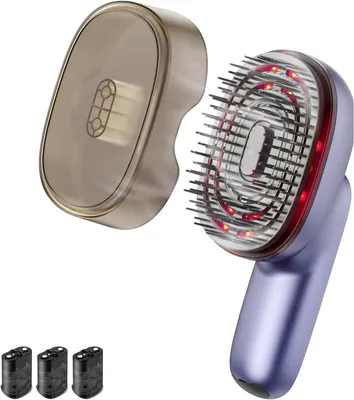 Produktbild von 4 in 1 Kopfmassagebürste, Kopfhaut Massagebürste Elektrisch, Massagekamm mit Rotlicht für Kopfhaut Entspannung, Ölspender für Haare, 3 Modi