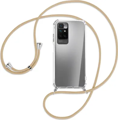 Produktbild von Handykette Backcover-Schutzhülle mit Band (Metall silberfarben) für Xiaomi Redmi 10 - caramel