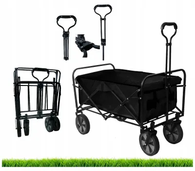Produktbild von Bollerwagen - Handwagen faltbar - Faltbarer Strandwagen WT03 - 2 - 145L - Grau - Multifunktional - mit Kühltasche