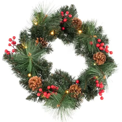 Produktbild von Idena Weihnachtskranz 15 LED 6h Timer Ø50cm batteriebetrieben warmweiß für Innen