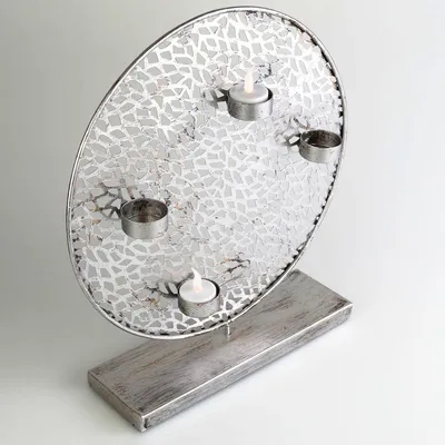 Produktbild von Casablanca Teelichtleuchter 'Purley', 38,5 cm, antik-silber