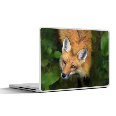 Produktbild von MuchoWow® Laptop Aufkleber Sticker Cover Fuchs - Grün - Orange 30x22 cm - Laptop-Sticker
