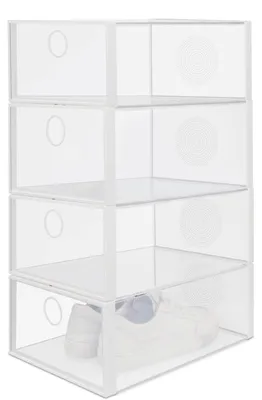Schoenendozen 4er-Set stapelbar transparent 33,5x23x13 cm