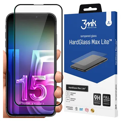 Imagen del producto de 3MK HardGlass Max Lite, para iPhone 15 Plus, 1 unidad