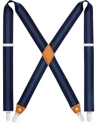 Imagen del producto de Suspensorios para hombre y mujer, forma en X, con 4 clips metálicos, 35 mm, con rayas azules