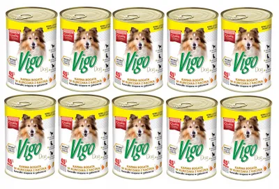 Obrázok produktu pre VIGO 415g kuracie mäso s kačacinou 45% krmivo pre psov 10ks