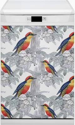 Produktbild von Magnet Folie für Geschirrspüler Magnete  Geschirrspüle Magnet für Spülmaschine 45x80 cm Nachbildung - Bemalten Vögel