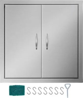 Productafbeelding van Famanu barbecue-deur - Dubbele deur - Buitenkeuken - 61x61 cm - RVS