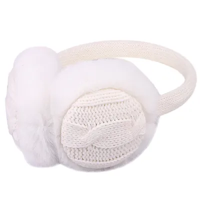 Produktbild von Frauen Mädchen Winter Warm Kint Ohrenschützer Ohrenwärmer Ohrenschützer Earlap Wärmer Stirnband-Weiß