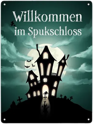 Produktbild von Metallschild XXL in 28x38 cm gruseliges Halloween Motiv und Spruch - Willkommen