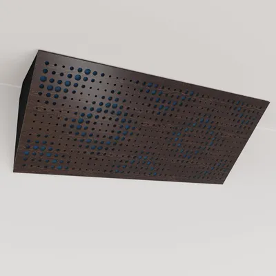 Produktbild von 2er-Pack – Schmale akustische Eck-Bassfalle mit Samtstoff | 23x50x10 cm |Reflexion - Schalldämmung | [REBAT (Horizont) - Wenge |Blau]