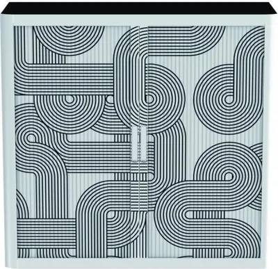 Produktbild von Rollladenschrank easyoffice BxTxH 86x37,5x104cm Motiv Grafik grau 2