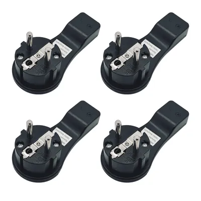 Produktbild von 4 x Schutzkontakt Winkelstecker schwarz extraflach mit Bügel