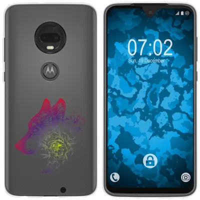 Produktbild von PhoneNatic Case kompatibel mit Motorola Moto G7 Silikon-Hülle Floral Wolf M3-5