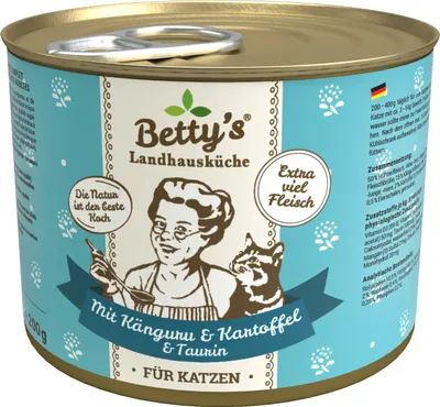 Produktbild von Bettys Landhausküche 6 x 200g Känguru&Kartoffel Katzenfutter