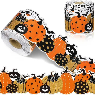 Zdjęcie produktu dla Zestaw 2 naklejek z motywem dyni na Halloween, idealnych do dekoracji