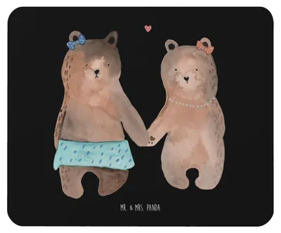 Produktbild von Mr. & Mrs. Panda Mousepad Bär Freundin - Schwarz - Geschenk, Mouse Pad, mauspad laptop, mousematte, Teddy, Beste Freund Liebe Liebesbeweis Verliebt Kumpel Kumpeliene