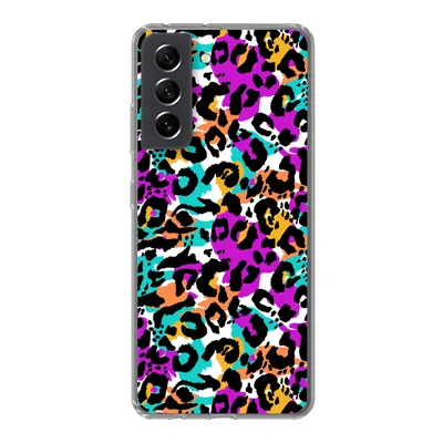 Produktbild von MuchoWow® Handyhülle Schutzhülle Hülle für Samsung Galaxy S21 FE Pantherdruck - Regenbogen - Weiß Silikon Softcase Handy Hülle - Mobiltelefonhülle