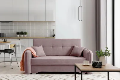 Produktbild von Schlafsofa MELISANDE 2, rosa, faltbar, mit Stauraum, 155 cm, Liegefläche 125x196 cm