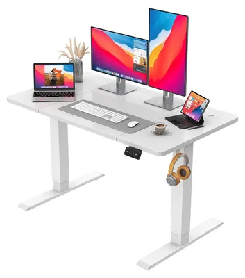 Produktbild von Schreibtisch, elektrisch höhenverstellbar - 120 x 60 cm, weiß - Metall und Holzwerkstoff - Stehtisch